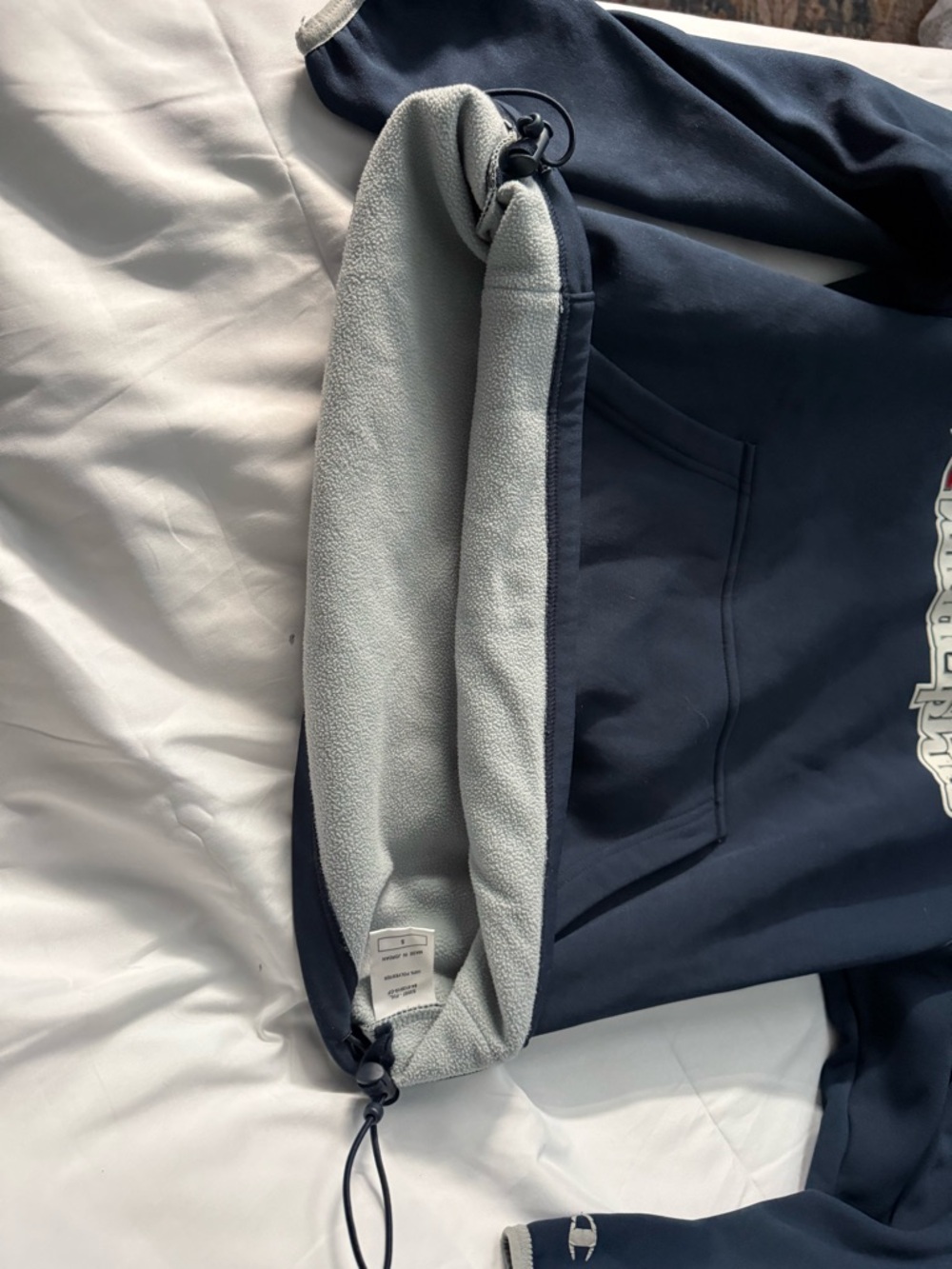 Navy and Light Gray Fleece-Lined Hoodie